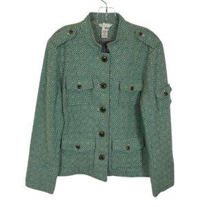 Womens Size 14 Sundance Military Inspired Geometric Weave Wool Blend Jacket